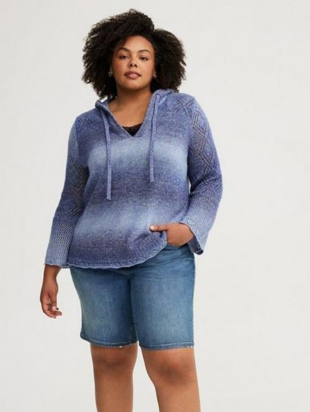 torrid Blue Ombre Space-Dye Pullover Hoodie